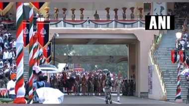 India News | Beating Retreat Ceremony Underway at Attari-Wagah Border Near Amritsar on 76th Independence Day