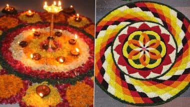 Onam 2022 Pookalam Designs: Latest Athapookalam Designs and Beautiful Flower Rangoli Designs to Decorate Your Homes For The Festive Season! Watch Videos