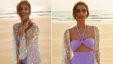 Manushi Chhillar Looks Stunning in a Lavender Swimsuit Paired With Shimmery Shrug! (View Pics)