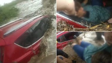 US: Apache Junction Police Officers Rescue Woman Stuck Inside Her Car Amid Heavy Floods (Watch Video)