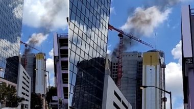 Atlanta Fire: Blaze Erupts on Rooftop of 32-Storey Under Construction Skyscraper Near Centennial Olympic Park (Watch Video)