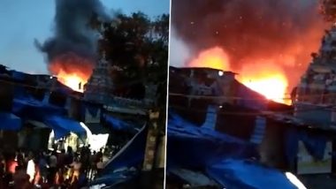 Mumbai Fire: Blaze Erupt at Slums in Reay Road Due to Cylinder Blast (Watch Video)