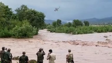 Jammu and Kashmir: IAF Rescues Two From Flash Floods in River Ujh in Kathua (Watch Video)