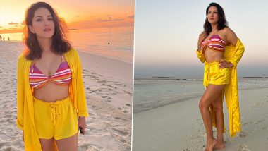 Sunny Leone Looks As Gorgeous as the Sunset in Her Bikini Paired With Yellow Shorts and Long Jacket (View Pics)