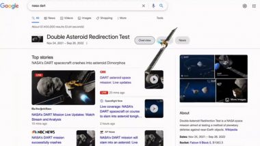 'NASA DART' on Google Search Shows 'Smashing' Result! Tech Giant Celebrates Success of Planetary Defense Mission to Knock Asteroid Dimorphos (View Tweet)