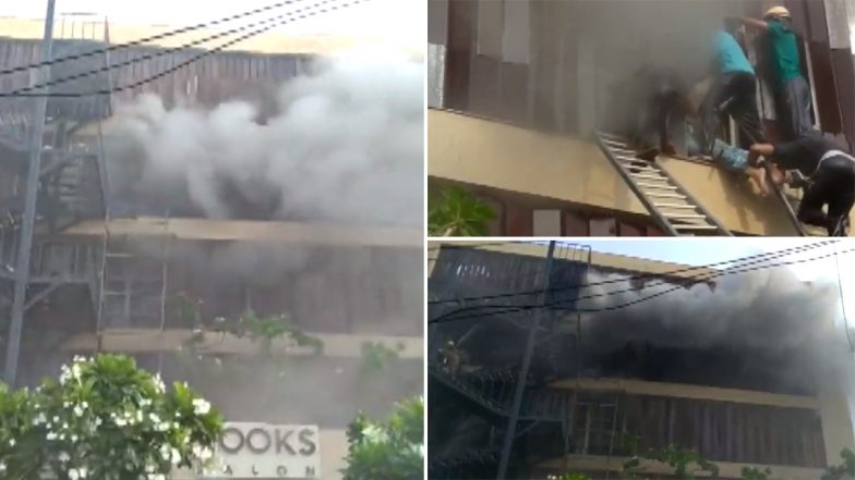 Uttar Pradesh: Fire Breaks Out at Hazratganj Hotel in Lucknow, Rescue Operation Underway (Watch Video)