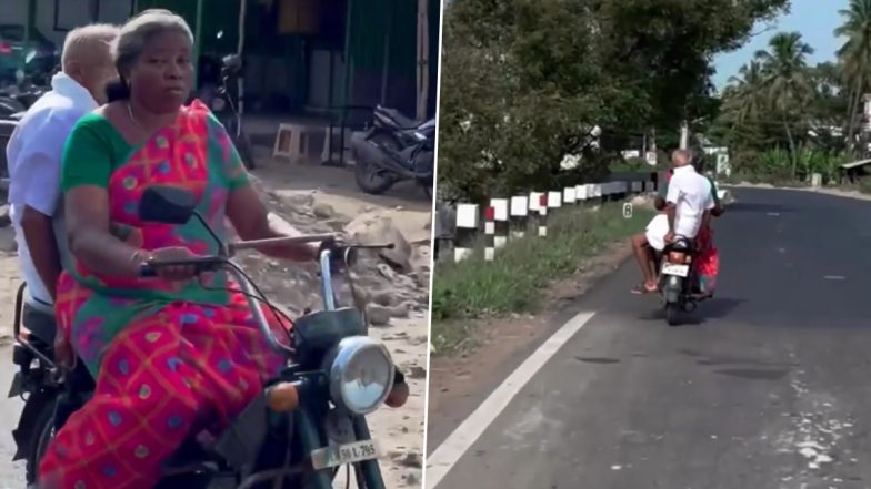 Couple Goals! Elderly Woman Rides Moped With Husband On the Pillion Seat; Viral Video Sends Internet in Meltdown