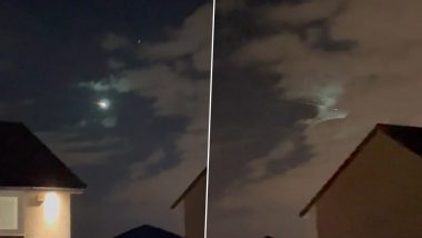 Big Fireball Spotted Crossing Night Sky in UK! Viral Videos of Striking Meteor With Flashing Aura Bolting Across Clouds Excite Netizens