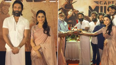 Captain Miller: Dhanush, Priyanka Mohan’s Film Gets Launched with a Grand Pooja; View Pics from the Ceremony