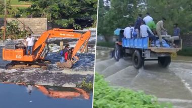 Bengaluru Residents Commute Via Tractor and JCB to Reach Work As the City Experiences Flood-Like Situation; Watch Viral Videos 