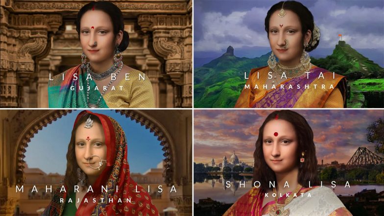 Mona Lisa Gets an Indian Makeover! Famous Portrait Lady Appears in Different Traditional Avatars; Leaves the Internet in Complete Awe of Desi Transformation (View Pics)