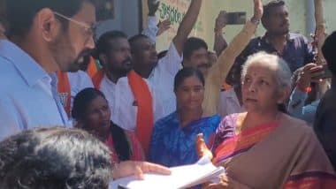 Nirmala Sitharaman Pulls Up Collector in Telangana Over Absence of PM Narendra Modi’s Photo at PDS Shop (Watch Video)