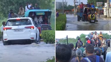 Bengaluru Rains: IT Employees Forced To Use Tractors To Reach Their Office As Heavy Downpour Leads to Waterlogging (Watch Video)