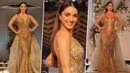Kiara Advani Sashays the Ramp in a Golden Shimmery Outfit As She Turns Showstopper at an Event in Delhi (Watch Video)