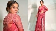 Hina Khan Radiates Ethnic Charm in Sheer Organza Saree and Matching Cape That Amps Up Her Ensemble; View Pics