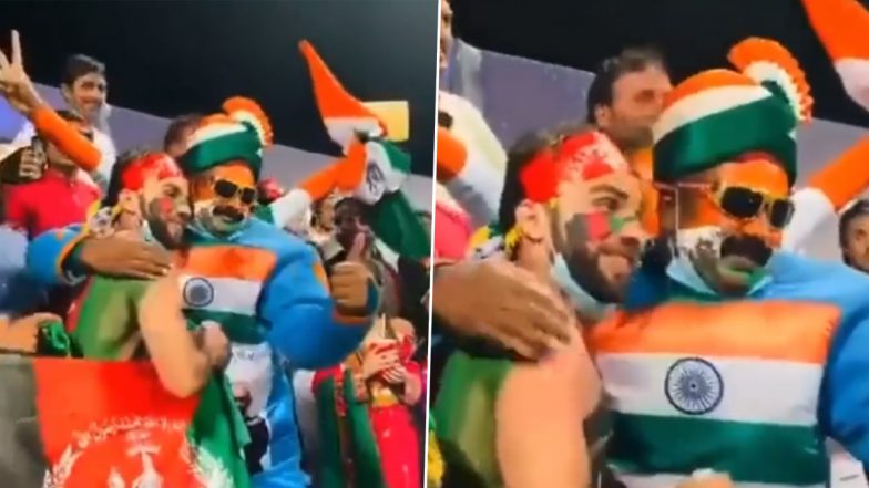 Afghanistan, Indian Fans Celebrate 'Spirit of Brotherhood' During IND vs AFG Asia Cup 2022 Clash (Watch Video)