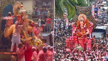 Lalbaugcha Raja 2022 Visarjan Sohala Live Streaming Online: Watch Videos and Photos As Mumbaikars Bid Adieu to Ganpati Bappa