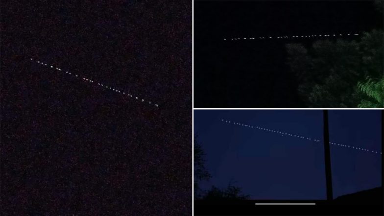 UFO Spotted in Lucknow Sky? Mysterious Dotted Lights Bemuse Kannauj Residents, Turn Out To Be Elon Musk’s SpaceX Starlink Satellite Train, See Viral Photos