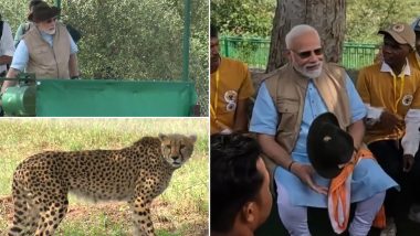 Video: PM Narendra Modi Interacts With ‘Cheetah Mitra’ At Kuno National Park in Madhya Pradesh’s Sheopur