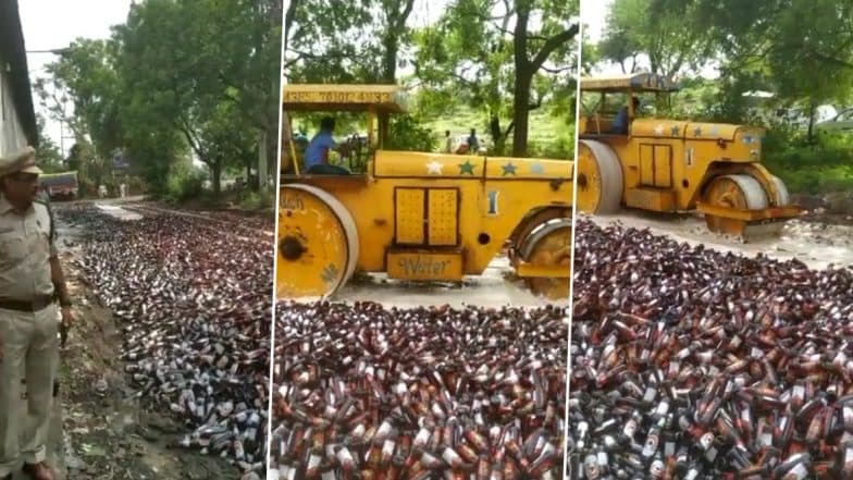 Video: Excise Department Bulldozes Over One Lakh Expired Beer Bottles in MP’s Bhopal