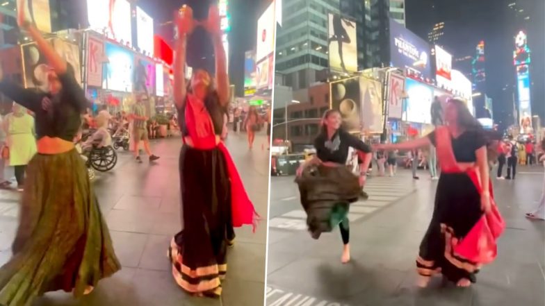 Garba at Times Square in New York! Old Video of Women Dancing Enthusiastically Goes Viral This Navratri Season (Watch)