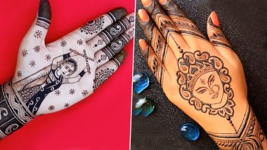 New Mehndi Designs for Navratri 2022: Simple Maa Durga Mehandi Designs and Festive Henna Patterns To Celebrate Nine Nights of Goddess Shakti (Watch Videos)