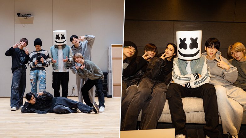 TXT and Marshmello Hint at a Collab With Their Recent Meet-Up at HYBE’s Office in Seoul (View Pics)