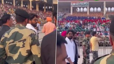 Allu Arjun Visits Attari Border With His Wife and Kids, Interacts With BSF Jawans There (Watch Video)