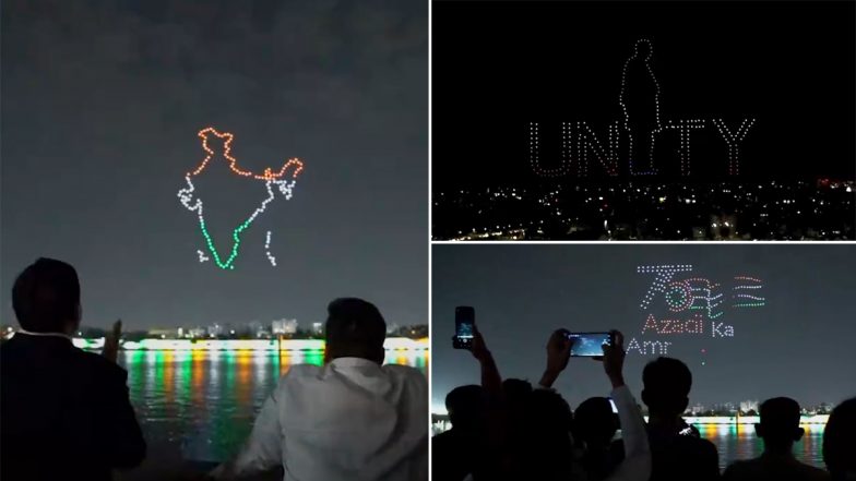 Video: Drone Show Organised At Sabarmati Riverfront in Ahmedabad Ahead of National Games 2022