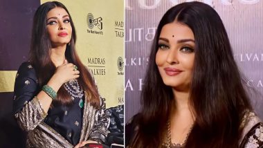 Aishwarya Rai Bachchan Glams It Up in Black Silk Suit As She Makes a Royal Appearance at the Trailer Launch of Ponniyin Selvan Part 1