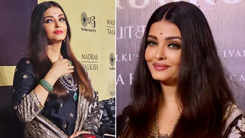 Aishwarya Rai Bachchan Glams It Up in Black Silk Suit As She Makes a Royal Appearance at the Trailer Launch of Ponniyin Selvan Part 1