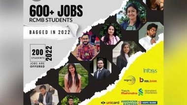 Business News | RCMB Students Bagged 600+ Jobs in 2022 Placement Drives