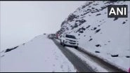 India News | Stranded Vehicles Stuck Due to Icy Roads Rescued from Baralacha Pass in Himachal