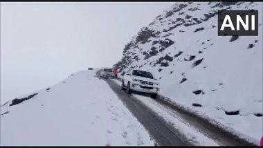 India News | Stranded Vehicles Stuck Due to Icy Roads Rescued from Baralacha Pass in Himachal