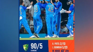 Sports News | Nagpur T20I: India Need 91 to Win to Stay Alive in Series Against Australia