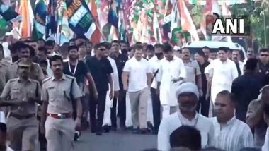 India News | Congress Leader Rahul Gandhi Resumes 'Bharat Jodo Yatra' on 18th Day in Thrissur in Kerala