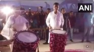 Video: West Bengal CM Mamata Banerjee Plays 'Dhak' at Durga Puja Pandal in Kolkata