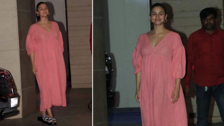 Alia Bhatt Flaunts Her Baby Bump As She Glows in Breezy Pink Dress (View Pics)