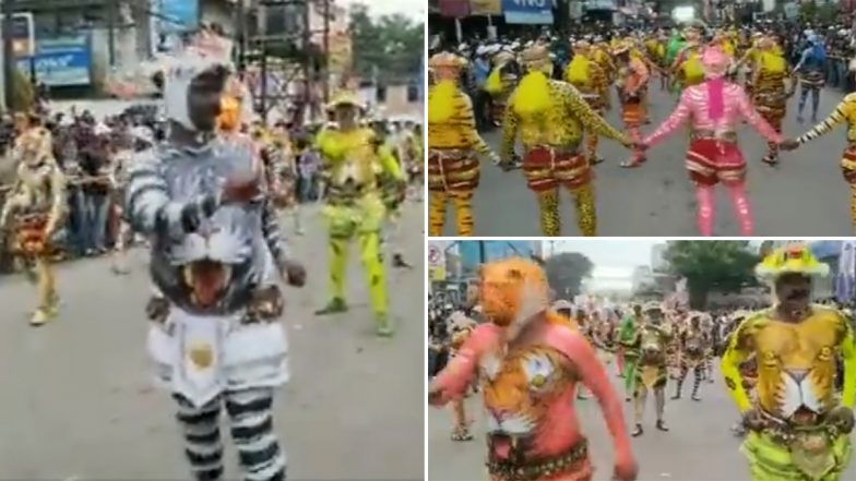 Onam 2022: Pulikkali Enthrals Crowds in Kerala’s Thrissur (Watch Video)