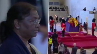 Video: President Droupadi Murmu Visits Westminster Hall in London, Pays Tribute to Queen Elizabeth II on Behalf of People of India