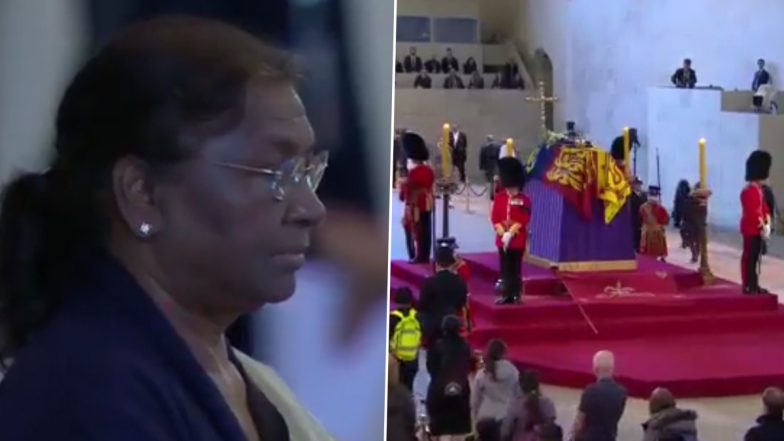 Video: President Droupadi Murmu Visits Westminster Hall in London, Pays Tribute to Queen Elizabeth II on Behalf of People of India