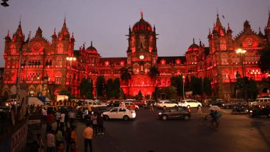 Navratri 2022: CSMT Heritage Building Illuminates in Red Colour on Day 2 of Nine-Day Festival (See Pics)