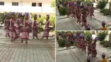 Cheraw Dance: Students of Gujarat School Indulge in Traditional Bamboo Dance of Mizoram (Watch Video)