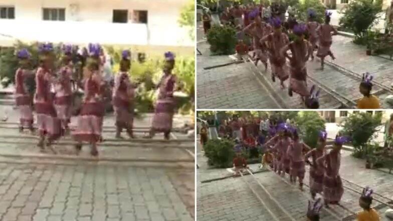 Cheraw Dance: Students of Gujarat School Indulge in Traditional Bamboo Dance of Mizoram (Watch Video)