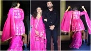 Alia Bhatt Nails Her Maternity Style with Customised &lsquo;Baby on Board&rsquo; Text Printed on Her Pink Ethnic Outfit for Brahmastra Press Meet (View Pics)