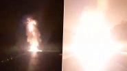 Andhra Pradesh: Fire Breaks Out in Lorry Carrying LPG Cylinders in Prakasam, Watch Video