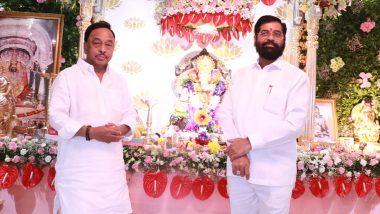 Maharashtra CM Eknath Shinde Visits Narayan Rane's Residence in Mumbai for Ganapati Darshan