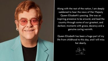 Queen Elizabeth II Dies at 96: Singer Elton John Pens Heartfelt Letter While Offering Condolences, Says ‘I Will Miss Her Dearly’