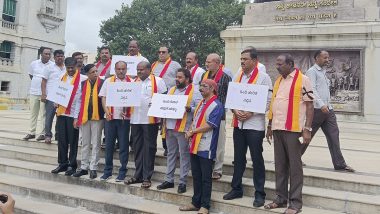 Hindi Diwas 2022: Protest Against Celebration Held in Bengaluru, JDS Observe ‘Anti-Hindi Day’ Near Vidhana Soudha