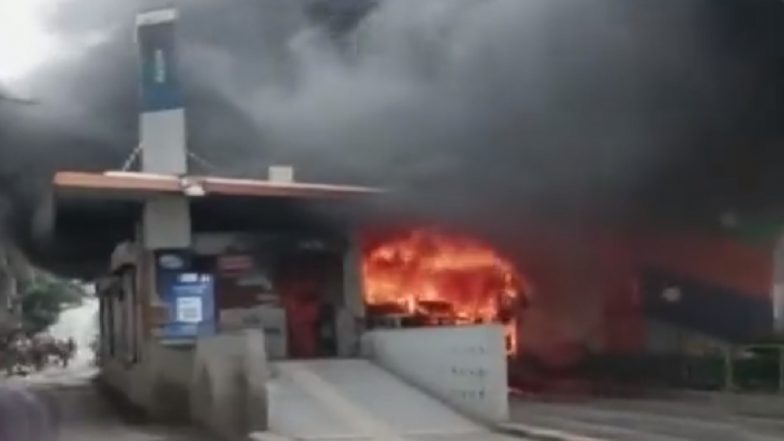 Gujarat: Fire Breaks Out in Bus in Ahmedabad's Memnagar Station, Watch Video